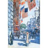 Buyenlarge 'Flags 5th Avenue' by Frederick Childe Hassam Painting Print in Blue/Orange | 66 H x 44 W x 1.5 D in | Wayfair 0-587-26039-4C4466