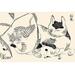 Buyenlarge 'Domestic Cat Nursing Kittens' by Morikuni Tachibana Painting Print in Black/White | 28 H x 42 W x 1.5 D in | Wayfair 0-587-32657-3C2842