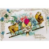 Buyenlarge 'Easter Greetings' Graphic Art in Blue/Brown | 28 H x 42 W x 1.5 D in | Wayfair 0-587-22982-9C2842