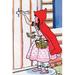 Buyenlarge Little Red Riding Hood Knocks on Grandmas Door - Graphic Art Print in White | 36 H x 24 W x 1.5 D in | Wayfair 0-587-27561-8C2436