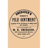 Buyenlarge Snedakers Roberts Pile Ointment - Unframed Textual Art Print in White | 36 H x 24 W x 1.5 D in | Wayfair 0-587-26794-1C2436