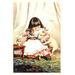 Buyenlarge Puppy Girl Painting Print in Green/Red | 42 H x 28 W x 1.5 D in | Wayfair 0-587-09846-5C2842