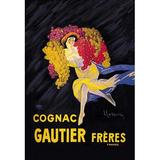 Buyenlarge Cognac Gautier Freres by Leonetto Cappiello Vintage Advertisement in Black/Pink/Yellow | 66 H x 44 W x 1.5 D in | Wayfair