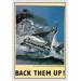 Buyenlarge Back Them Up (Submarines) by Marc Stone Vintage Advertisement in Blue/Gray | 66 H x 44 W x 1.5 D in | Wayfair 0-587-01326-5C4466