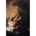 Buyenlarge 'Christ in The Storm on The Lake Genezareth' by Rembrandt Van Rijn Painting Print in Black/Orange | 66 H x 44 W in | Wayfair