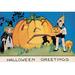 Buyenlarge 'Halloween Greetings' Vintage Advertisement in Black/Blue/Orange | 28 H x 42 W x 1.5 D in | Wayfair 0-587-27588-xC2842