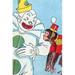 Buyenlarge 'Clown & Monkey' by Julia Letheld Hahn Painting Print in Blue/Green/Red | 42 H x 28 W x 1.5 D in | Wayfair 0-587-27520-0C2842