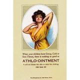 Buyenlarge 'Athlo - Ointment for Croup, Cold or Sore Throat' Wall Art in Yellow | 42 H x 28 W x 1.5 D in | Wayfair 0-587-25526-9C2842