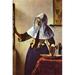 Buyenlarge 'Young Woman w/ a Water Jug at the Window' by Johannes Vermeer Painting Print in Blue | 42 H x 28 W x 1.5 D in | Wayfair