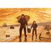 Buyenlarge 'Fisherman & His Son Carry Baskets on The Beach' by Kronheim & Dalziels Painting Print in Orange | 42 H x 28 W x 1.5 D in | Wayfair