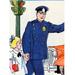 Buyenlarge 'Crossing Guard' by Julia Letheld Hahn Painting Print in Blue/Green/Orange | 30 H x 20 W x 1.5 D in | Wayfair 0-587-27466-2C2030