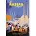 Buyenlarge 'Fly to Nassau by Clipper' by Mark Von Arenburg Vintage Advertisement in Indigo/Orange | 42 H x 28 W x 1.5 D in | Wayfair