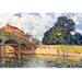 Buyenlarge 'Bridge on Hampton Court' by Alfred Sisley Painting Print in Blue/Green/Yellow | 28 H x 42 W x 1.5 D in | Wayfair 0-587-26301-6C2842