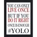 Picture Perfect International YOLO Framed Textual Art Plastic/Acrylic in Black/White | 25.5 H x 19.5 W x 1 D in | Wayfair 704-3227-1824