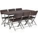 Flash Furniture Noah 67.5" Rectangular Folding Table w/ 6 Chairs Plastic/Resin/Metal in Brown | 28.75 H x 67.5 W x 32.5 D in | Wayfair