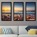 Picture Perfect International Beautiful Sunrise Over the Sea - 3 Piece Picture Frame Photograph Print Set on Acrylic in Blue/Orange | Wayfair