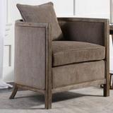 Barrel Chair - Kuehl 29" Wide Chenille Barrel Chair Wood/Chenille in Brown/Gray Laurel Foundry Modern Farmhouse® | 29 H x 29 W x 28 D in | Wayfair