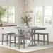 Sand & Stable™ Boden Counter Height Extendable Butterfly Leaf Rubberwood Solid Wood Trestle Dining Table Wood in Gray | 36 H in | Wayfair