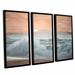 Highland Dunes 'Heavy Seas at Sunset II' 3 Piece Framed Painting Print on Canvas Set Canvas in White/Brown | 36 H x 54 W x 2 D in | Wayfair