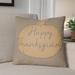 The Holiday Aisle® Happy Thanksgiving Indoor/Outdoor Throw Pillow Polyester/Polyfill blend in Orange | 20 H x 20 W x 4 D in | Wayfair