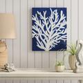 Highland Dunes 'Dried Tree' Framed Oil Panting Print on Canvas in Blue/White | 20 H x 16 W x 1.5 D in | Wayfair HLDS6600 42001533