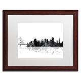 Trademark Fine Art 'San Francisco CA Skyline BG-1' Matted Framed Graphic Art on Canvas Canvas, Wood | 11 H x 14 W x 0.5 D in | Wayfair