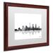 Trademark Fine Art 'Cleveland Ohio Skyline BG-1' Matted Framed Graphic Art on Canvas Canvas, Wood | 16 H x 20 W x 0.5 D in | Wayfair MW0126-W1620MF