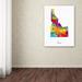 Trademark Fine Art 'Idaho Map' Graphic Art Print on Wrapped Canvas in White/Black | 47 H x 35 W x 2 D in | Wayfair MT0717-C3547GG