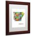 Trademark Fine Art 'Arkansas State Map-1' Matted Framed Graphic Art Canvas, Wood | 14 H x 11 W x 0.5 D in | Wayfair MW0274-W1114MF