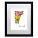 Trademark Fine Art 'Vermont State Map-1' Matted Framed Graphic Art Canvas, Wood | 14 H x 11 W x 0.5 D in | Wayfair MW0314-B1114MF