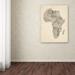 Trademark Fine Art 'Old Sheet Music Map of Africa' Graphic Art Print on Wrapped Canvas in White/Black | 47 H x 35 W x 2 D in | Wayfair