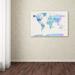 Trademark Fine Art 'Watercolour Political Map of the World' Graphic Art Print on Wrapped Canvas Canvas | 12 H x 19 W x 2 D in | Wayfair