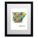 Trademark Fine Art 'Arkansas State Map-1' Matted Framed Graphic Art Canvas, Wood | 14 H x 11 W x 0.5 D in | Wayfair MW0274-B1114MF