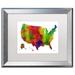 Trademark Fine Art 'USA Map Clr-1' Matted Framed Graphic Art Canvas, Wood | 11 H x 14 W x 0.5 D in | Wayfair MW0188-S1114MF