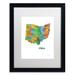 Trademark Fine Art 'North Dakota State Map-1' Matted Framed Graphic Art Canvas, Wood | 20 H x 16 W x 0.5 D in | Wayfair MW0305-B1620MF