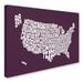 Trademark Fine Art "USA States Text Map" by Michael Tompsett Textual Art on Wrapped Canvas Canvas | 14 H x 19 W x 2 D in | Wayfair MT0226-C1419GG