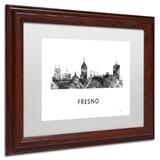 Trademark Fine Art 'Fresno California Skyline WB-BW' Framed Graphic Art on Canvas Canvas, Wood in Green | 11 H x 14 W x 0.5 D in | Wayfair