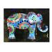 Trademark Fine Art 'Boho Elephant 1' Print on Wrapped Canvas 18.0 H x 24.0 W x 2.0 D in black/blue/green/orange/pink/red/white/yellowCanvas | Wayfair