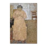 Trademark Fine Art 'Woman Knitting In Pink Dress' Print on Wrapped Canvas Metal | 32 H x 22 W x 2 D in | Wayfair AA00473-C2232GG