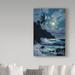 Trademark Fine Art 'Waves Under the Moon 2' Oil Painting Print on Wrapped Canvas Canvas | 24 H x 16 W x 2 D in | Wayfair ALI20354-C1624GG