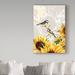 Ophelia & Co. Myron Sunflower Birds II' Textual Art on Wrapped Canvas in White | 47 H x 30 W x 2 D in | Wayfair ALI21122-C3047GG
