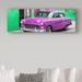 Trademark Fine Art 'Beautiful Classic American Purple Car' Photographic Print on Wrapped Canvas Metal | 10 H x 32 W x 2 D in | Wayfair