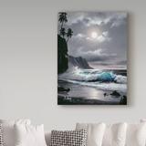 Trademark Fine Art 'Waves Under the Moon 7' Oil Painting Print on Wrapped Canvas Metal | 32 H x 24 W x 2 D in | Wayfair ALI20360-C2432GG