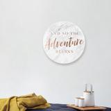 Ivy Bronx The Adventure Begins Copper - Textual Art Print on Acrylic Plastic/Acrylic in Brown/Gray | 12 H x 12 W x 1.5 D in | Wayfair