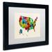 Ivy Bronx 'United States Watercolor Map 2' Rectangle Framed Graphic Art Canvas, Wood in Blue/Red/Yellow | 11 H x 14 W x 0.5 D in | Wayfair