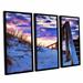 ArtWall Sunset At Ocracoke by Steve Ainsworth 3 Piece Framed Photographic Print Set Canvas in Blue/Brown | 36 H x 54 W x 2 D in | Wayfair