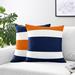 Sweet Jojo Designs Stripe Striped 18" Throw Pillow Cover Polyester/Polyfill in Orange/Blue/White | 18 H x 18 W x 2 D in | Wayfair