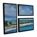 ArtWall The Beach at Santa Barbara by Steve Ainsworth 3 Piece Framed Photographic Print Set Canvas in Blue | 36 H x 48 W x 2 D in | Wayfair
