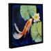 ArtWall Koi & White Lily by Michael Creese Framed Painting Print Canvas in Green/Orange | 14 H x 14 W x 2 D in | Wayfair 0cre020a1414f