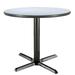 KFI Studios Round Breakroom Table Metal in White/Black/Brown | 30 H x 36 W x 36 D in | Wayfair T36RD-B2025-Crisp Linen